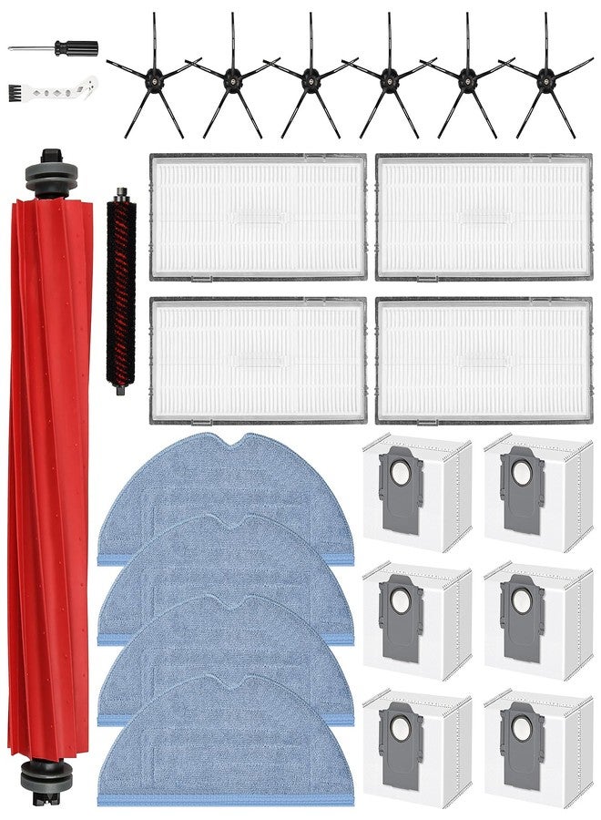 AnDongo 24 Pack Replacement Accessories for Roborock S7 MaxV Ultra / S7 Pro Ultra Robot Vacuum Cleaner, 1 Main Brush, 1 Self-Cleaning Brush, 4 HEPA Filters, 4 Mop Pads, 6 Side Brushes, 6 Dust Bags, 2 Tools - Image 1